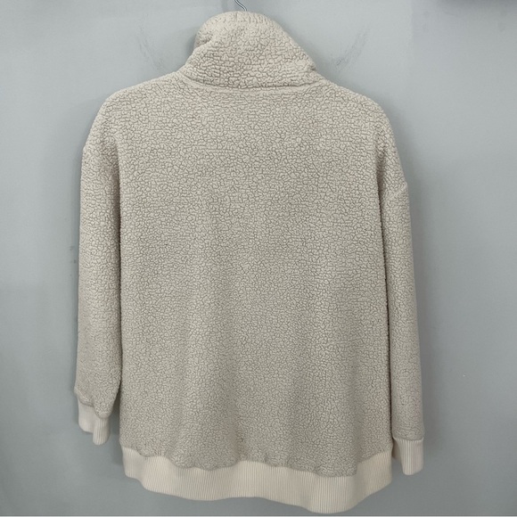 Athleta Talus Sherpa Half Zip Pullover Sweatshirt Teddy Fleece Jacket L Cream 15 - Picture 13 of 13
